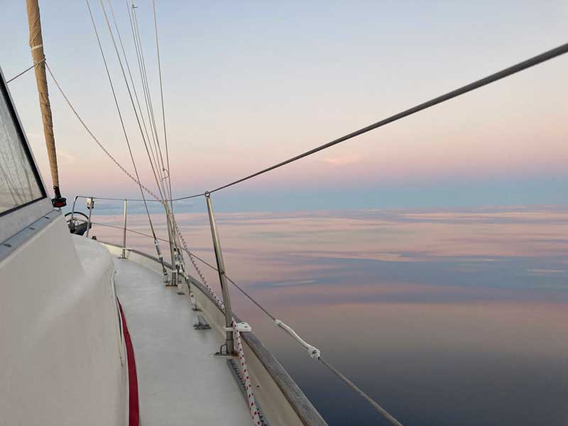 sundown-mirror crossing_atlantic_sailing_eastbound